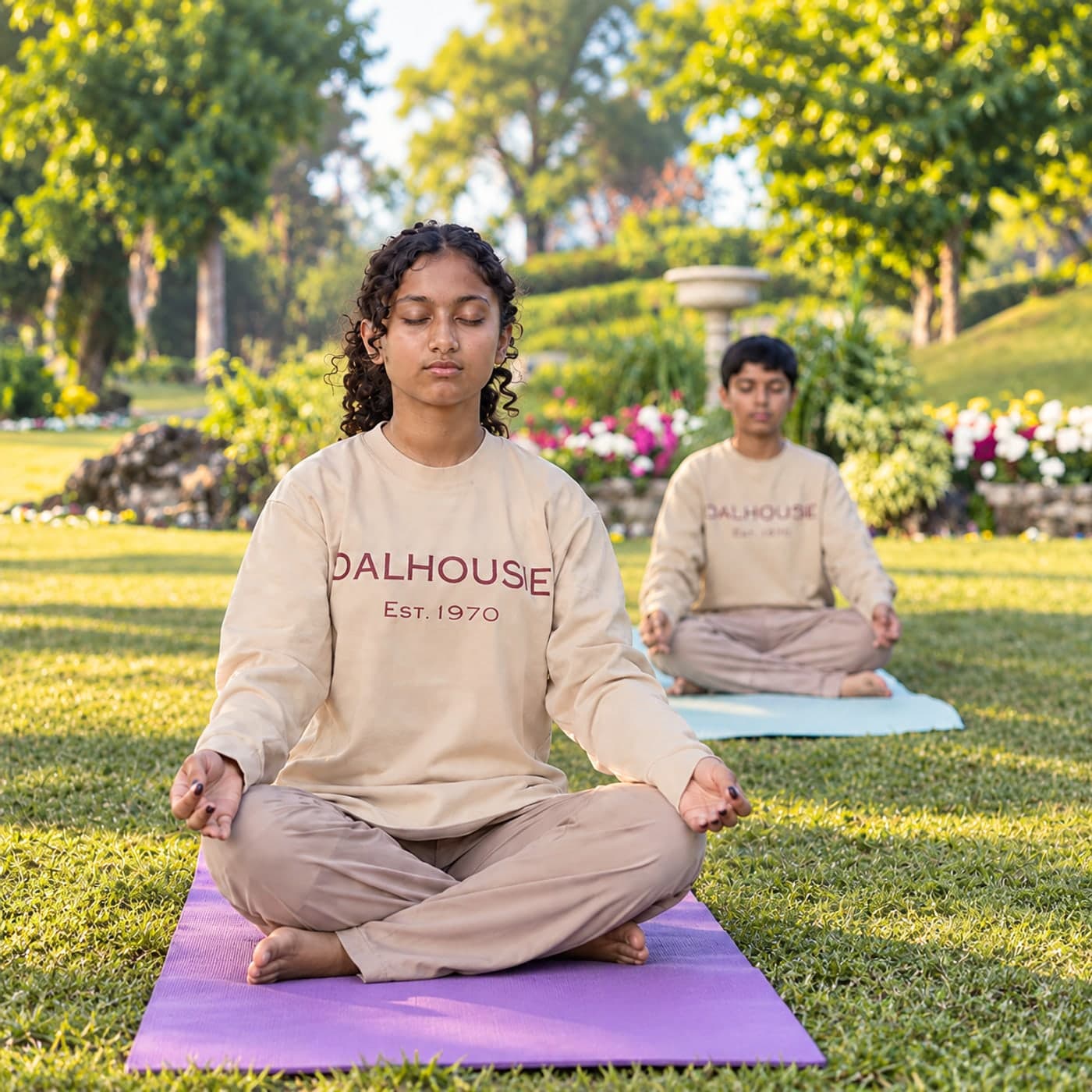 Dalhousie students at morning yoga on the lawn